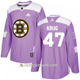 Män Ishockey Boston Bruins Tröja Torey Krug 47 Adidas 2017-2018 Lila Fights Cancer Practice Authentic